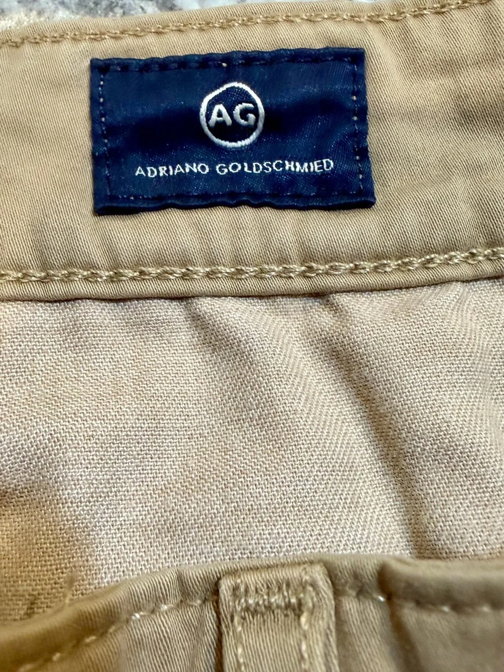 AG Adriano Goldschmied Men's Khaki Flat-Front Shorts